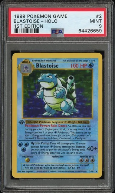 Blastoise Holo 1999 Base Set #2/102 · 1st Edition PSA 9 MINT · 64426659