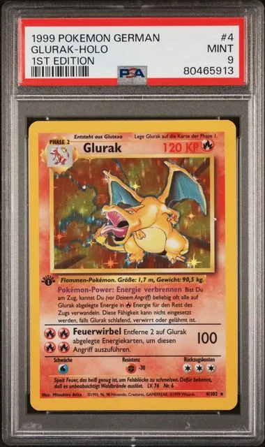 Pokémon · Glurak 1999 · 1st Edition · #4/102 PSA 9 · 80465913