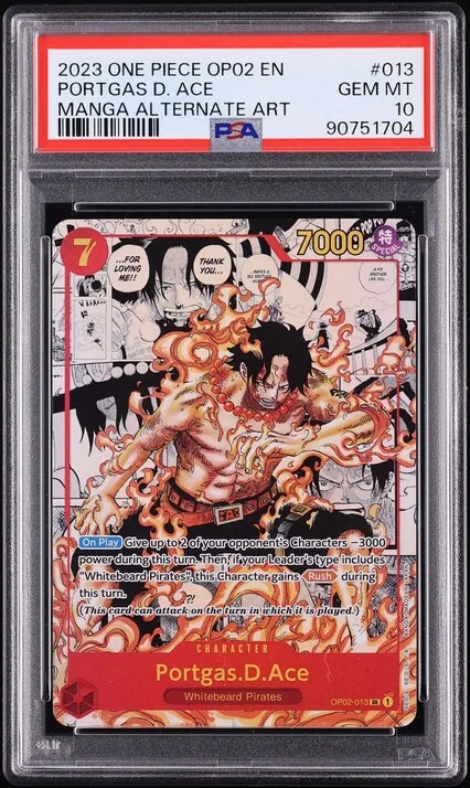 Portgas D. Ace · Manga Art 2023 Paramount War · OP02-013 · Manga Alternate Art PSA 10 GEM MINT · 90751704